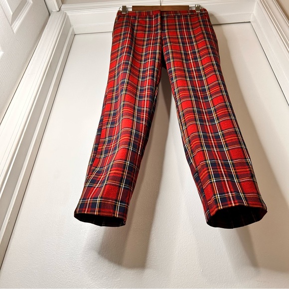Zara Red Tartan Plaid Pants - Size Small - Picture 3 of 12